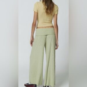 Urban Outfitters Sage Wide-Leg Ribbed Pants